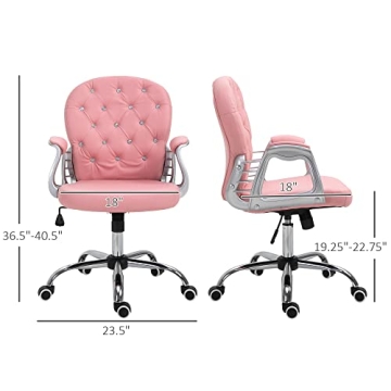 Vinsetto PU Leather Adjustable Home Office Chair in Pink