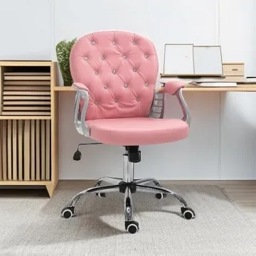 Vinsetto PU Leather Adjustable Home Office Chair in Pink