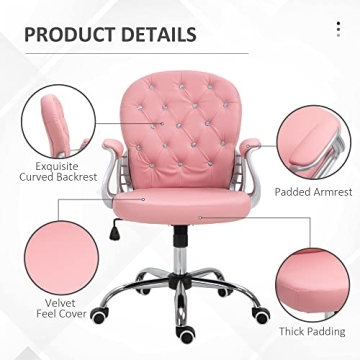 Vinsetto PU Leather Adjustable Home Office Chair in Pink