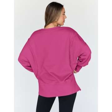 Trendy Queen Womens Oversized Sweatshirts Hoodies Crewneck Shirts Fall Outfits Teen Girls Y2k Winter Clothes HotPink L