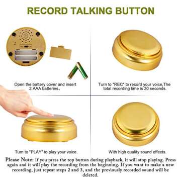 Cover Easy Button Recordable Sound Talking Button Custom Office Desk Gag Gift 30 Seconds 2 AAA Batte...