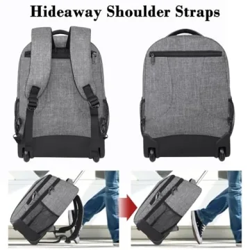 MATEIN Large Rolling Backpack for Travel and School