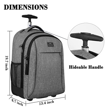 MATEIN Large Rolling Backpack for Travel and School