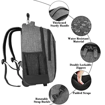 MATEIN Large Rolling Backpack for Travel and School