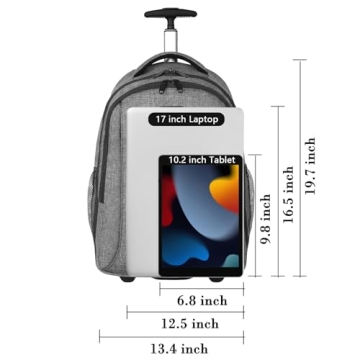 MATEIN Large Rolling Backpack for Travel and School