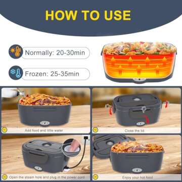 Carsolt Electric Lunch Box Food Heater 3 in 1 Portable Warmer Leakproof Heated Box for Adults, 12V/24V 110V Heating Microwave for Car/Home with 1.5L Removable Stainless Steel Container