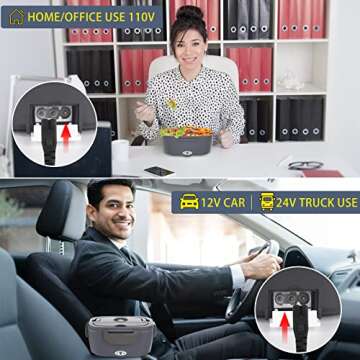 Carsolt Electric Lunch Box Food Heater 3 in 1 Portable Warmer Leakproof Heated Box for Adults, 12V/24V 110V Heating Microwave for Car/Home with 1.5L Removable Stainless Steel Container