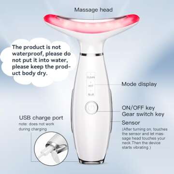 3-in-1 Beauty Massager for Face and Neck, Based on Triple Action LED, Thermal, and Vibration Technologies for Skin Care,Improve,Firm,Tightening and Smooth