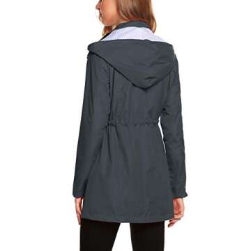 ZHENWEI Womens Lightweight Hooded Waterproof Active Outdoor Rain Jacket Dark Gray M