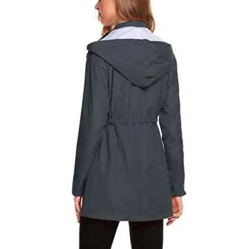 ZHENWEI Womens Lightweight Hooded Waterproof Active Outdoor Rain Jacket Dark Gray M