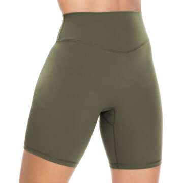 UEU High Waisted Sports Shorts for Women, Tummy Control Workout Gym Yoga Shorts, No Front Seam, 5" A...
