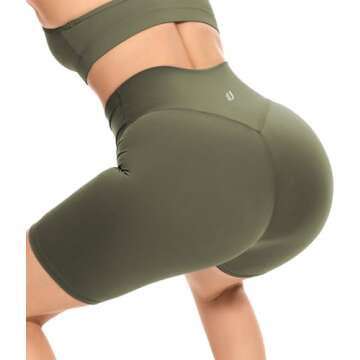 UEU High Waisted Sports Shorts for Women, Tummy Control Workout Gym Yoga Shorts, No Front Seam, 5" Army Green XXL