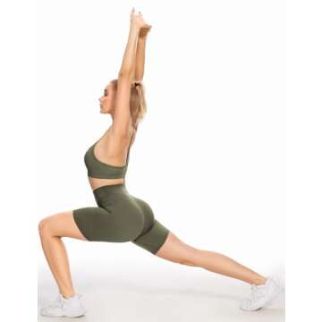 UEU High Waisted Sports Shorts for Women, Tummy Control Workout Gym Yoga Shorts, No Front Seam, 5" Army Green XXL