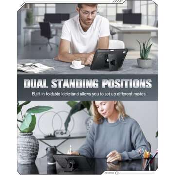 MoKo for iPad 10th Generation Case 2022 10.9 inch with Pencil Holder, Heavy Duty Shockproof Dual Layer Full Body Protective Cover, Built-in Screen Protector and Kickstand for iPad 10th Gen., Black