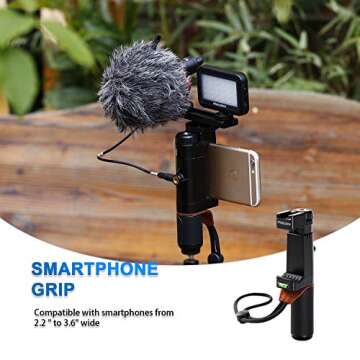 Smartphone Video Rig, Cell Phone Video Recording Kit Vlogging Stabilizer Equipment with Cardioid Microphone,Selfie LED Light, Solid Aluminum Cold Shoe Extension Bar Compatible with iPhone Smartphones