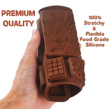 C-CO Food Grade Break-Apart Chocolate Molds, Set of 4 Packs Non-Stick Silicone Protein and Energy Bar Molds