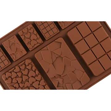 C-CO Food Grade Break-Apart Chocolate Molds, Set of 4 Packs Non-Stick Silicone Protein and Energy Bar Molds