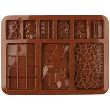 C-CO Food Grade Break-Apart Chocolate Molds, Set of 4 Packs Non-Stick Silicone Protein and Energy Bar Molds