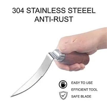 CSCTEK Coconut Tool,Stainless Steel Coconut Meat Remover and Punch Opener,2 PCS Stainless Steel Coconut Tool with Durable Wooden Handle