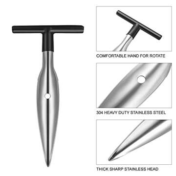 CSCTEK Coconut Tool,Stainless Steel Coconut Meat Remover and Punch Opener,2 PCS Stainless Steel Coconut Tool with Durable Wooden Handle