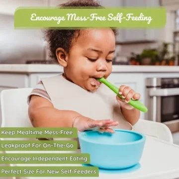 WeeSprout Silicone Suction Bowls Leak Proof Dishwasher Safe