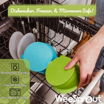 WeeSprout Silicone Suction Bowls Leak Proof Dishwasher Safe
