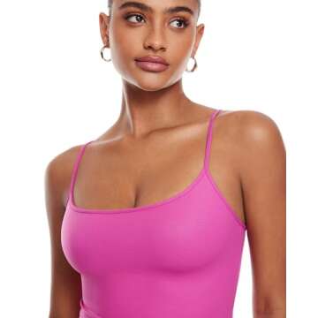 INLYRIC Women's Natrelax Faux Leather Bodycon Mini Dress Sexy Sleeveless Spaghetti Strap Party Clubwear Tank Dress Hot Pink Small