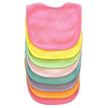 Essential 8 Pack of Multi-Color Baby Bibs for Girls