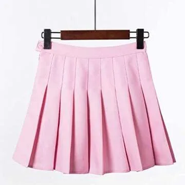 Girls Women High Waisted Pleated Skirt Plain Plaid A-line Mini Skirt Skater Tennis School Uniform Skirts Lining Shorts