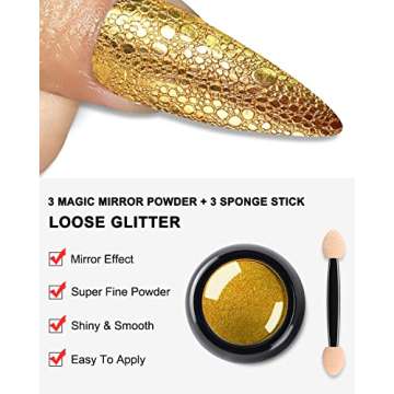 Chrome Nail Powder Set - Shine, Glitter, and Style for Nails