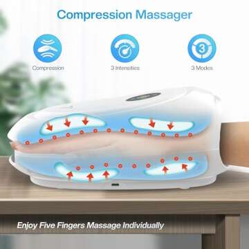 COMFIER Hand Massager with Heat and Compression, FSA HSA Eligible Cordless Hand Massager with Intell...