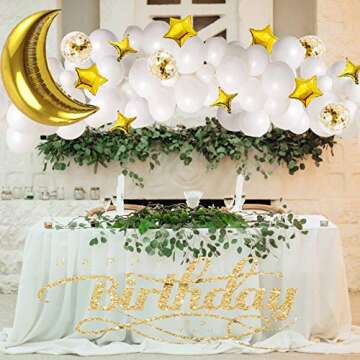 White Balloon Garland Kit - 131pcs White Balloons with Moon and Star Balloons, Perfect for twinkle t...