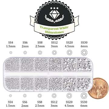 2000 Pcs of Round Crystal Rhinestones with Nail Art Picker & Tweezer