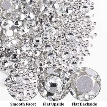 2000 Transparent White Rhinestones for Nail Art & DIY