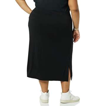 Amazon Essentials Women's Pull-On Knit Midi Skirt - Versatile Black 2X