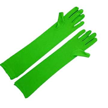 JOMOCARE Cosplay Gloves Long Tight Strech Gloves for Cosplay Costume Green Screen (Green)