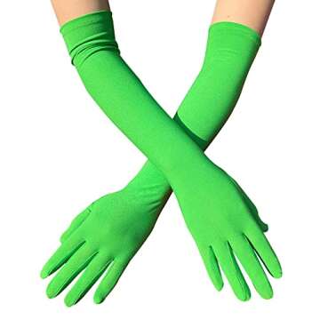 JOMOCARE Cosplay Gloves Long Tight Strech Gloves for Cosplay Costume Green Screen (Green)