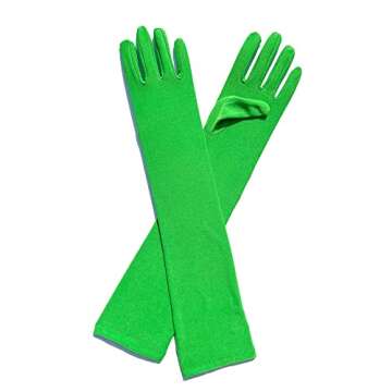 JOMOCARE Cosplay Gloves Long Tight Strech Gloves for Cosplay Costume Green Screen (Green)