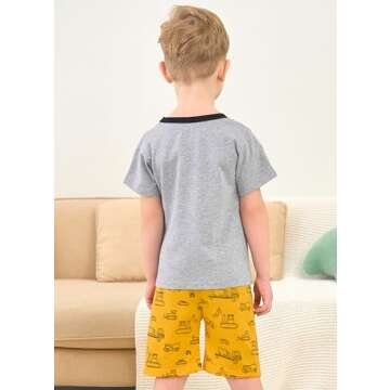 Popshion Boys Excavator Pajamas for Summer Comfort