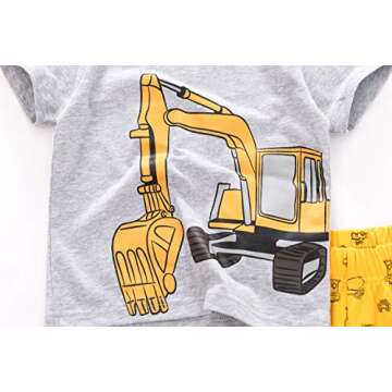 Popshion Boys Excavator Pajamas for Summer Comfort