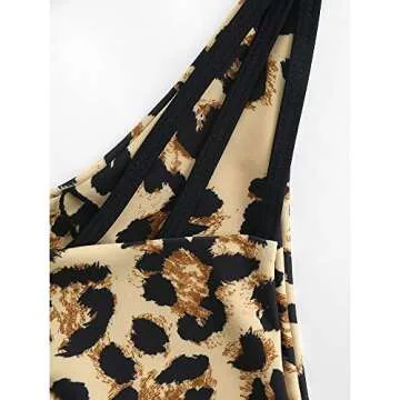 ZAFUL Women's Sexy Cutout Bikini Thong Bikini Set Animal Print Bathing Suit Tie Back Two Piece Swimsuit Bathing Suit (4-Light Coffee,S)