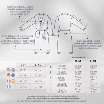 English Home Premium Cotton Robes for Women, Lightweight Mens Robe, Unisex Terry Cloth Bathrobe, Soft Shower Spa Robe, 1 Pcs