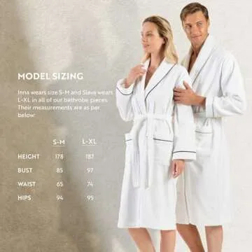 English Home Premium Cotton Robes for Women, Lightweight Mens Robe, Unisex Terry Cloth Bathrobe, Soft Shower Spa Robe, 1 Pcs