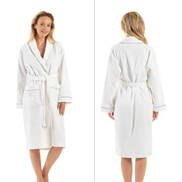 English Home Premium Cotton Robes for Women, Lightweight Mens Robe, Unisex Terry Cloth Bathrobe, Soft Shower Spa Robe, 1 Pcs