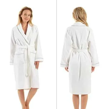 English Home Premium Cotton Robes for Women, Lightweight Mens Robe, Unisex Terry Cloth Bathrobe, Soft Shower Spa Robe, 1 Pcs