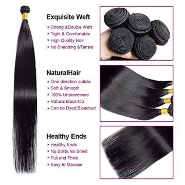 Brazilian Hair 1 Bundle 12A Virgin Unprocessed Long Straight Human Hair 40 inch Brazilian Straight Hair Bundle Natural Color