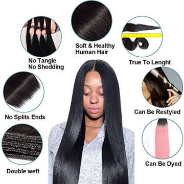 Brazilian Hair 1 Bundle 12A Virgin Unprocessed Long Straight Human Hair 40 inch Brazilian Straight Hair Bundle Natural Color