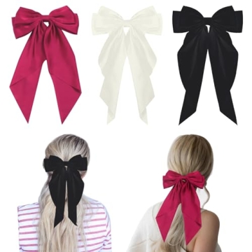 VIPPLUS Hair Bows for Women and Girls - 3 Pieces Big Hair Ribbon Bows with Barrettes Clips, Hair Acc...