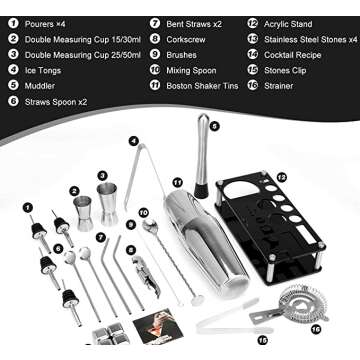 23 Piece Professional Stainless Bartender Set