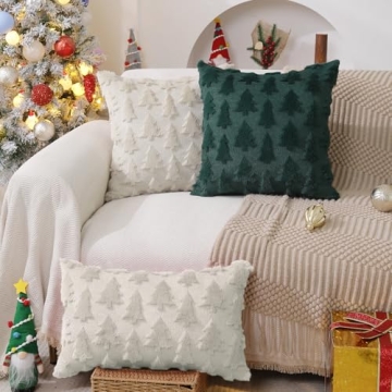 DFXSZ Christmas Tree Pillow Covers Set for Holiday Decor